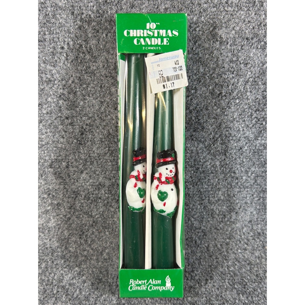 Vintage Robert Alan Candle Co 10 inch Christmas Snowman Taper Candles 2 Pack